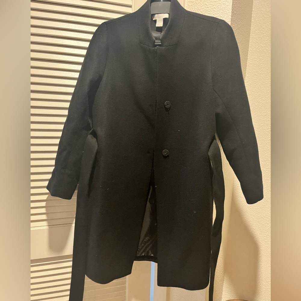 H & M Classic Wool Black Overcoat